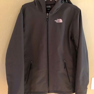 The North Face jacket 
Full zip
With hood 
Dark grey Mens Large
